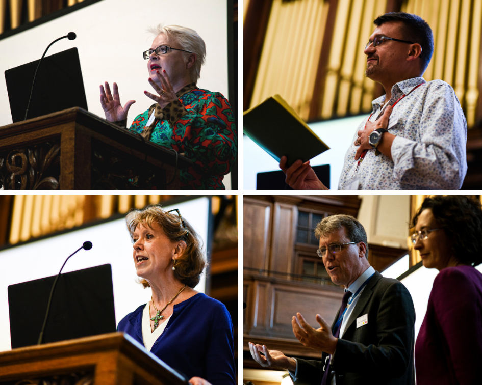 Photograph of the speakers at our Family Group showcase event